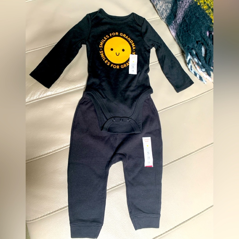 Jumping Beans Black Baby Bean Onesie NWOT